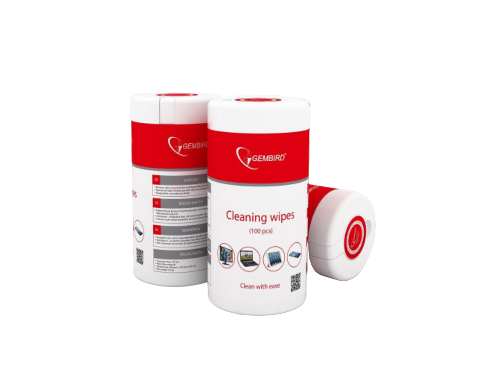 Cleaning wipes for office equipment Gembird "CK-WW100-01", Tube 100 pcs. NOT for screens.
