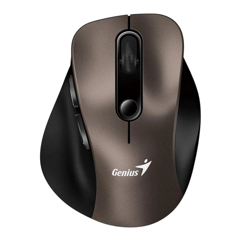 Wireless Mouse Genius Ergo 9000S, 800-2400 dpi, 6 buttons, Ergonomic, 60g, Silent, 1xAA, 2.4Ghz, Bluetooth, Champagne titanium