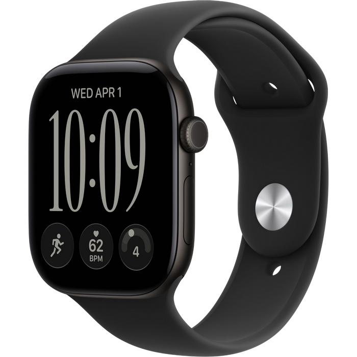 Apple Watch Series 12 GPS, 46mm Black Aluminium Case with Black Sport Band - M/L MJEL4