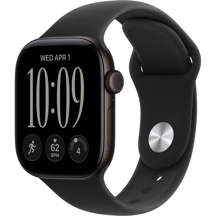 Apple Watch Series 12 GPS, 42mm Black Aluminium Case with Black Sport Band - M/L MJEC4
