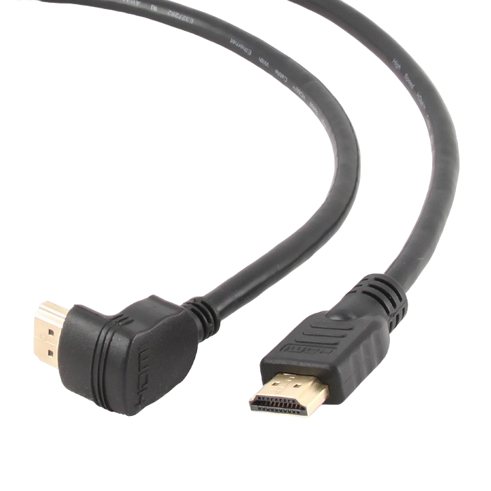 Cable HDMI to HDMI90° 3.0m Cablexpert male-male90°, V1.4, Black, CC-HDMI490-10, One jakc bent 90°