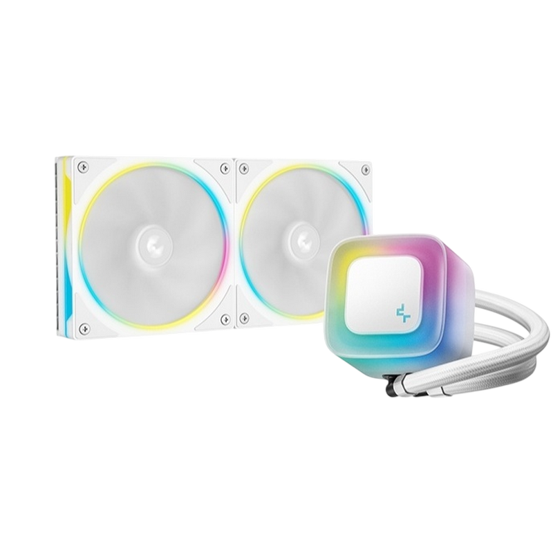 AIO Liquid Cooling Deepcool "LE240 PRO WH" (<36.07dBA, 400-2400RPM, 66.23CFM, 2x120mm, 2500-3400 RPM, ARGB, 1347g.) White