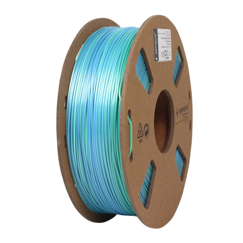 PLA 1.75 mm Filament Silk Rainbow Bllue/Green, 1 kg, Gembird, 3DP-PLA-SK-01-BG