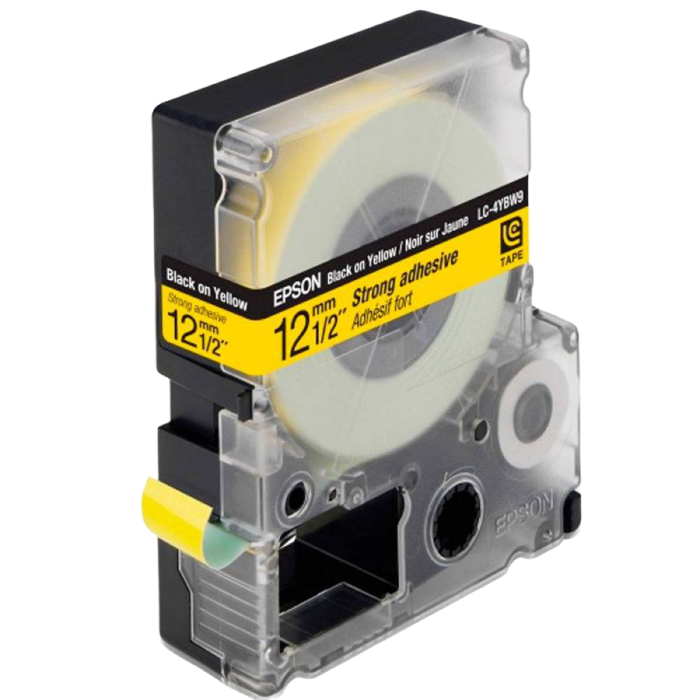 Tape Cartridge EPSON 12mm/9m Strong Adhesive, Black/Yellow, LK-4YBW C53S654014