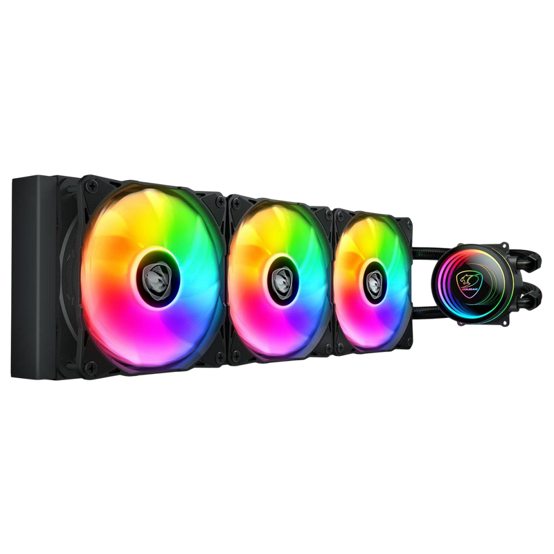 AIO Liquid Cooling Cougar "Poseidon Elite ARGB 360" (≤33.5 dB(A), 62.53 CFM,3x120mm,ARGB,2200g) Black