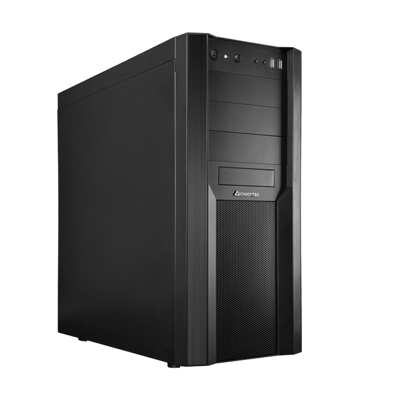Case ATX Chieftec CW-01B-OP, w/o PSU, 0,7mm, Front Mesh, 2xUSB3.0, 7x3,5",3x5,25", Black