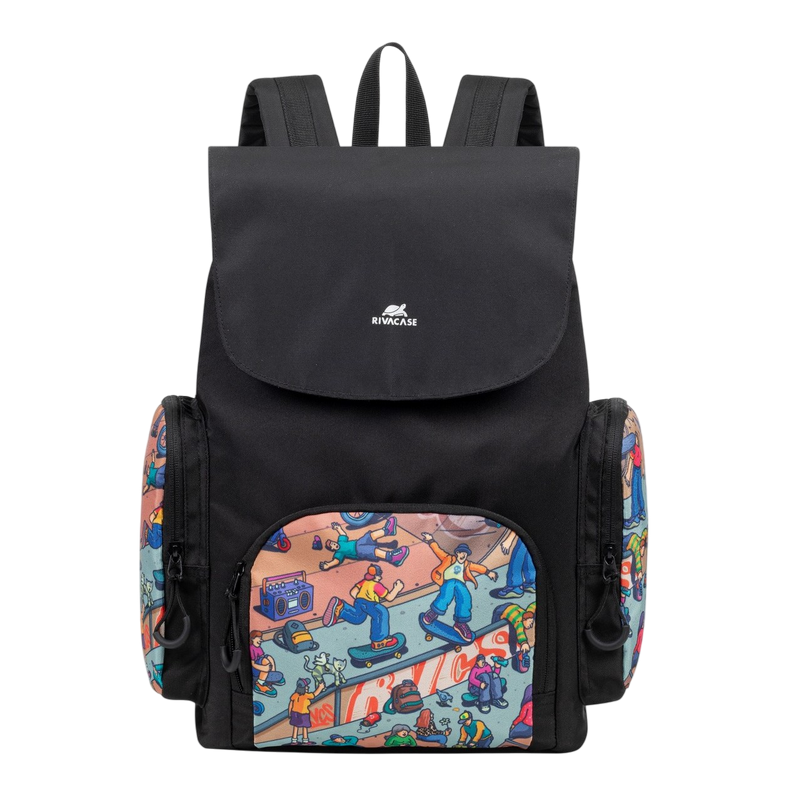 Backpack Rivacase 5425, 15L "Skaters", Black