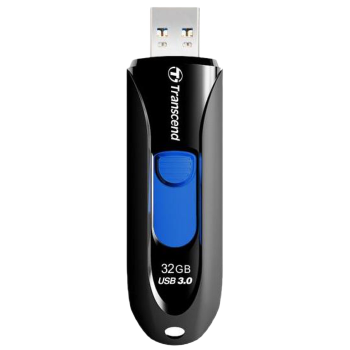 32GB USB3.1 Flash Drive Transcend "JetFlash 790", Black, Slider (R/W:90/25MB/s)