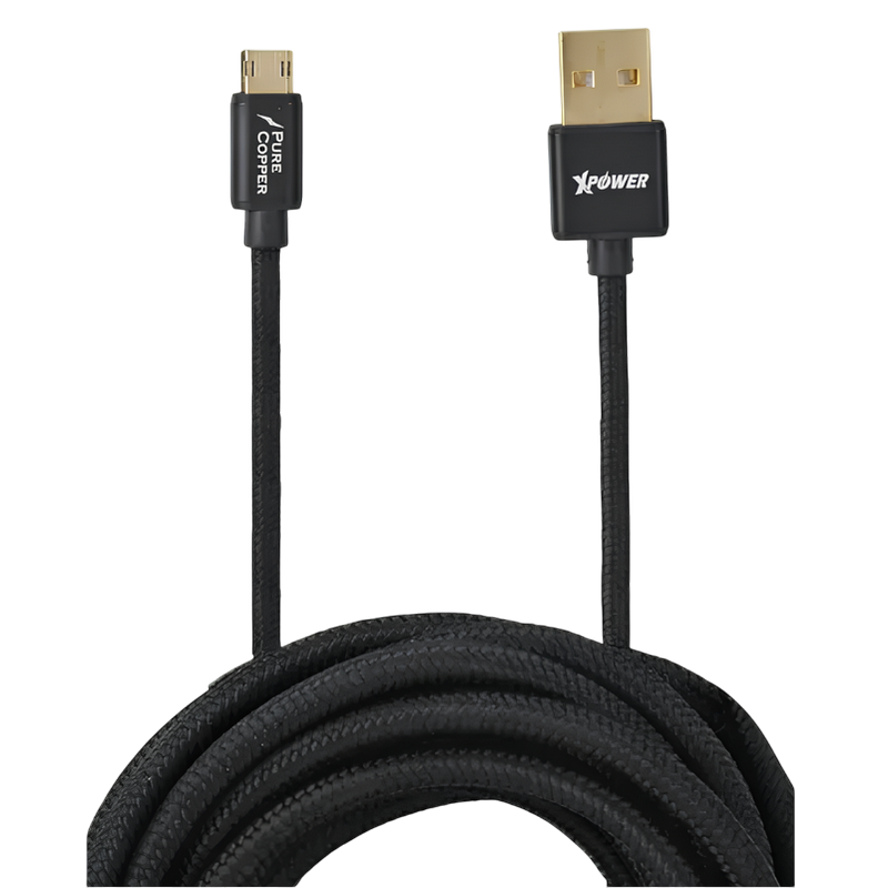 Xpower Micro cable, Nylon, 2m Black