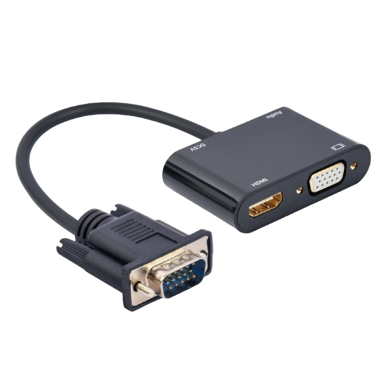 Adapter VGA M to HDMI&VGA F+ 3.5 mm audio+5 V micro-USB port for power, Cablexpert "A-VGA-HDMI-02"