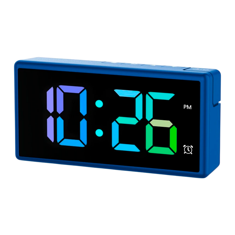 Hama Ibiza Digital Alarm Clock, Multi-colour display with USB Charging Function Blue (222209)