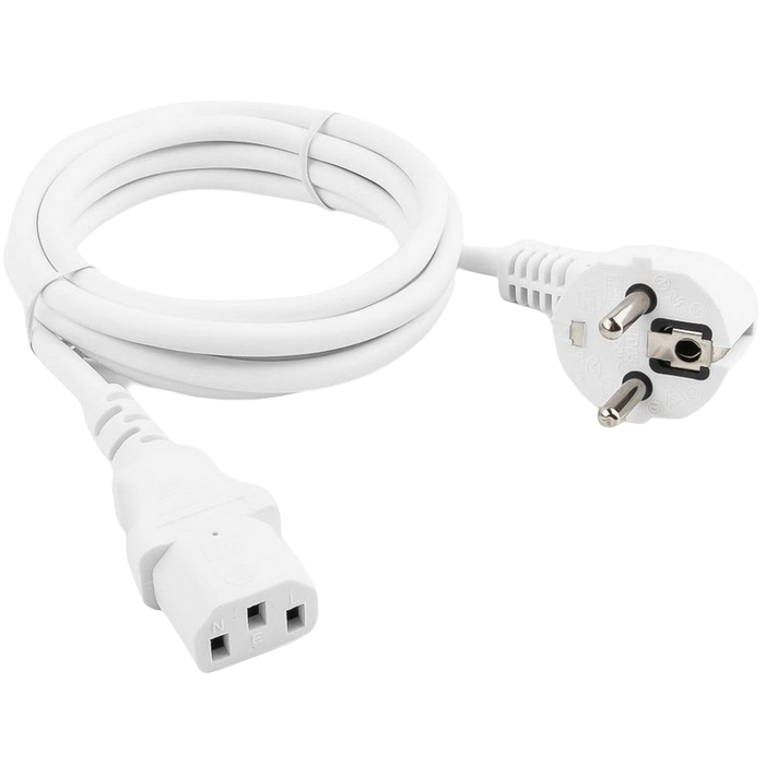 Power Cord PC-220V 1.8m Euro Plug WHITE, Cablexpert, 10A, PC-186W-VDE