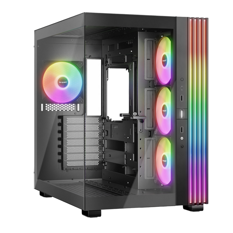 Case ATX be quiet! Ligh Base 600 LX, w/o PSU, 4x120mm ARGB fan, ARGB strips, Front & Side TG, DF, VGA holder, USB-C, 2xUSB3.2, 1x3.5", 2x2.5", Black