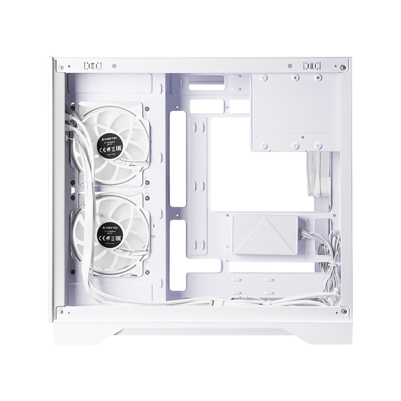 Case ATX Chieftec Visio, w/o PSU, 0,65/0.9mm, 6x120mm ARGB, Front&Side Tempered Glass, Dual-chamber, RGB Hub,1xUSB-C, 2xUSB3.0, 2x2,5", 2x3,5", White