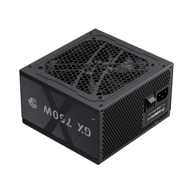 Power Supply ATX 750W GAMEMAX GX-750GF, 80+ Gold, 120mm, Active PFC, LLC+DC/DC, Temperature control fan, ATX 3.1, PCIe 5.1, Full Modular, Black