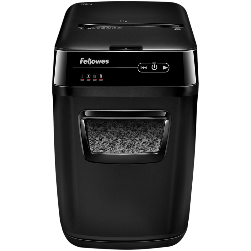 Fellowes AutoMax™200M, DIN Level P-5, Cross 4х38mm, Paper feeder: 200sheets, Vol.32 lit. Paper Clips, Credit Cards