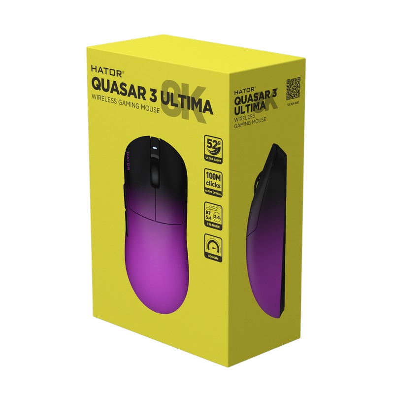 Gaming Mouse HATOR Quasar 3 ULTIMA 8K wireless (HTM760) black-purple gradient