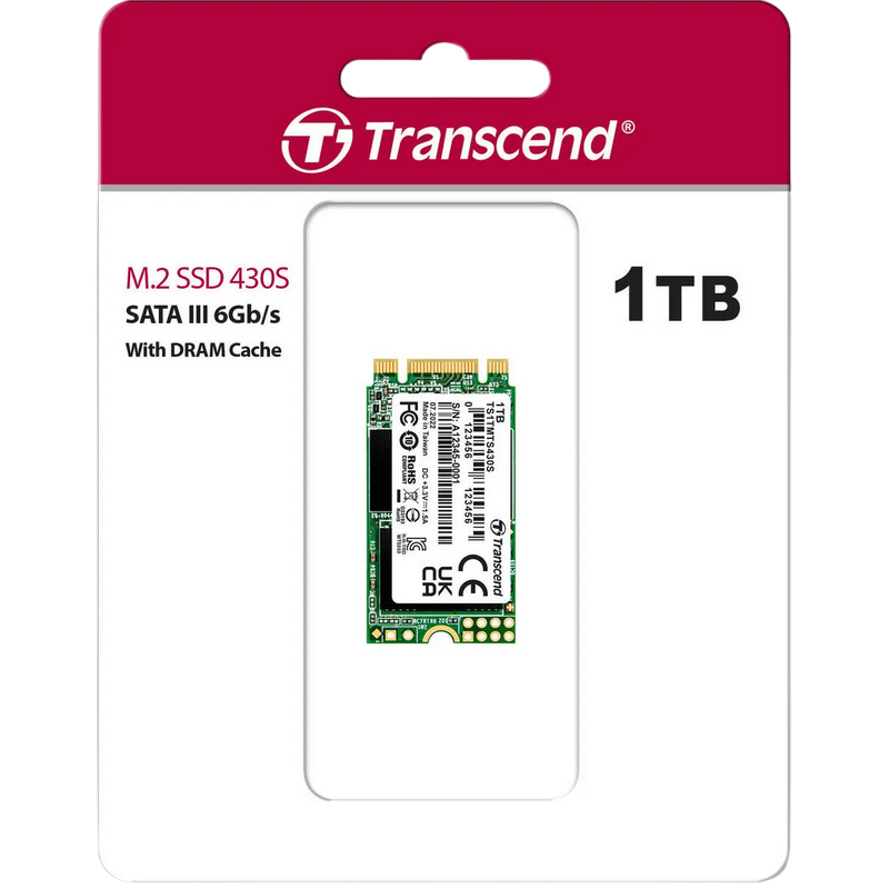 .M.2 SATA SSD 1.0TB Transcend MTS430S [42mm, R/W:560/520MB/s, 85K/85K IOPS, SM2258, 560TBW]