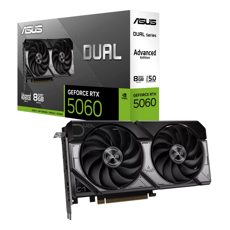 VGA ASUS RTX5060 8GB GDDR7 Dual Advanced OC (DUAL-RTX5060-O8G-A)