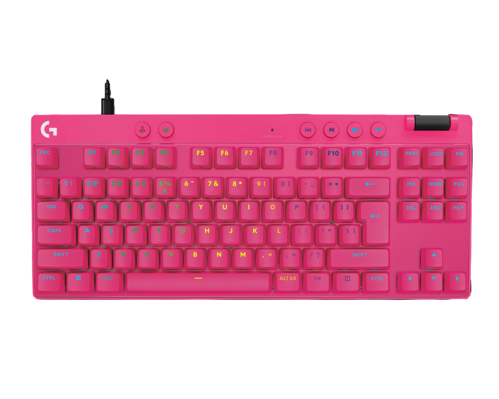 Gaming Keyboard Logitech G PRO X TKL Rapid, Mechanical, Magnetic Analog Linear SW, Macro, Media сontrols, Detachable cable, RGB, 1.8m, USB, EN,Magenta