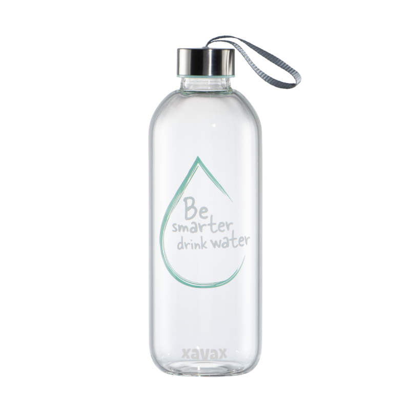 Xavax 181597, Drinking Bottle, 1L, Glass, Blue