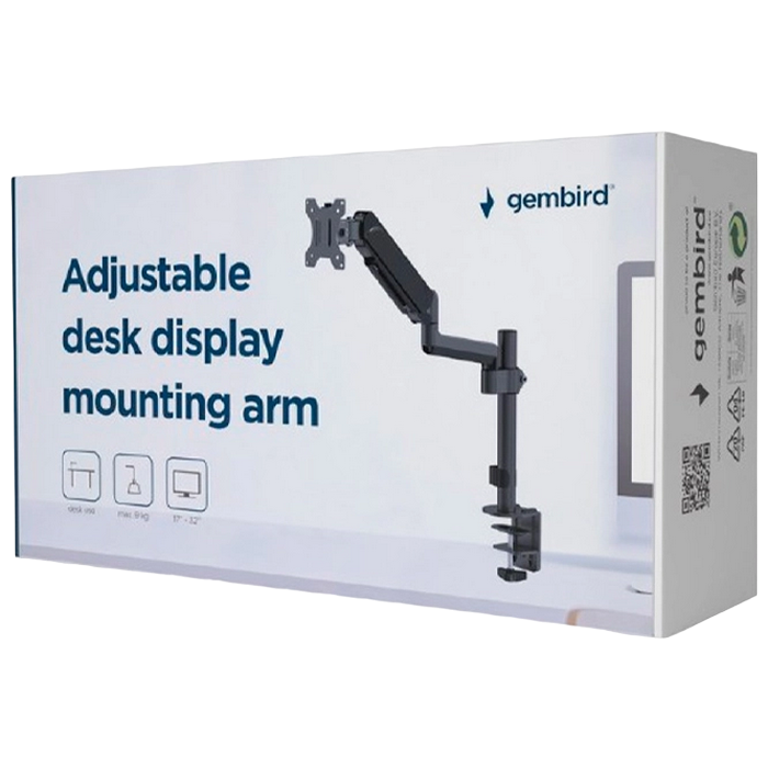 Table/desk 1-display mounting "MA-DA1P-01" Gembird (rotate,tilt,swivel),17”-32”,up to 9 kg,VESA:75x75,100x100