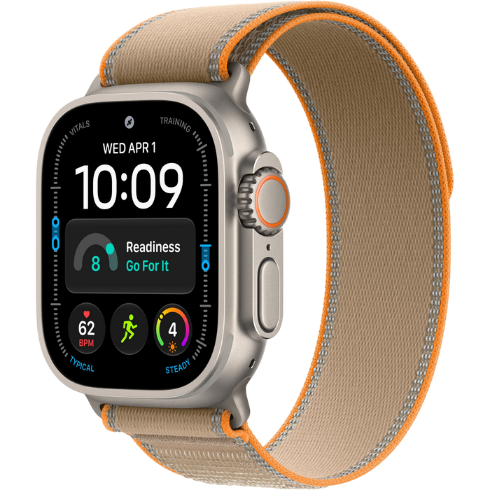 Apple Watch Ultra 4 GPS + Cellular, 49mm Natural Titanium Case with Sand Trail Loop - S/M MJAJ4
