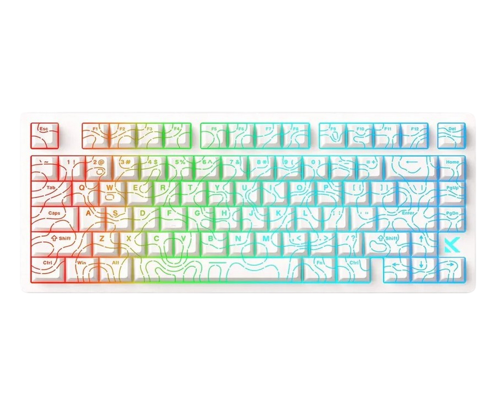 Gaming Keyboard MCHOSE Jet 75, Mechanical, Topographic, 75% Layout, Kailh Magnetic God SW, PBT, Aluminum, Macro, Onboard Memory, RGB, USB, EN, White