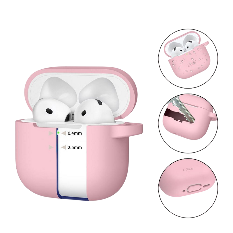 Tech-Protect Silicone Hook Apple Airpods 4, Dusty Pink