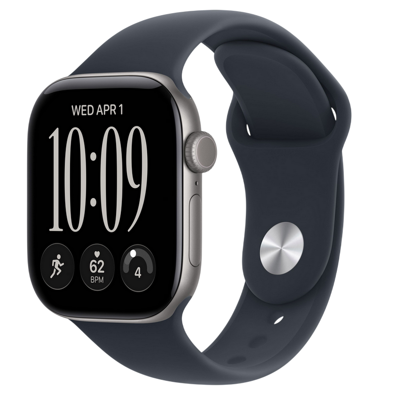 Apple Watch Series 12 GPS, 42mm Space Grey Aluminium Case with Navy Blue Sport Band - M/L MJE94