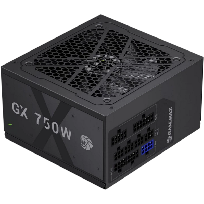 Power Supply ATX 750W GAMEMAX GX-750GF, 80+ Gold, 120mm, Active PFC, LLC+DC/DC, Temperature control fan, ATX 3.1, PCIe 5.1, Full Modular, Black