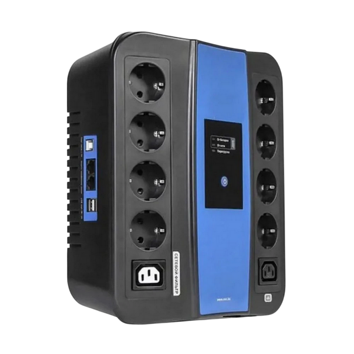 UPS Ultra Power 650VA/360W, (3 steps of AVR, CPU controlled), USB, 8 Schuko, 2 IEC, plastic case