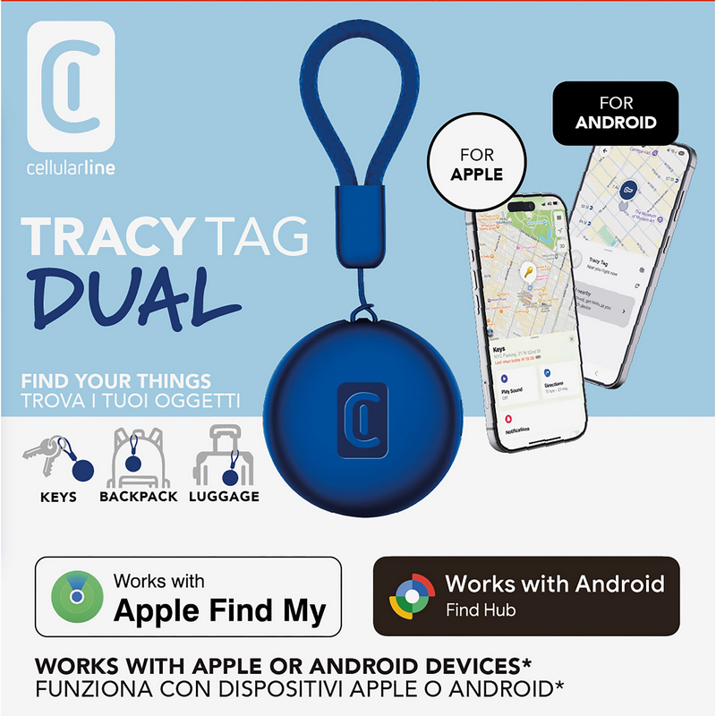 Cellular Tracy Tag - Designed for IOS/Android, Blue