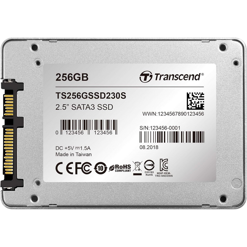 2.5" SATA SSD 256GB Transcend "SSD230" [R/W:560/520MB/s, 65/85K IOPS, SM2258, 3D NAND TLC]