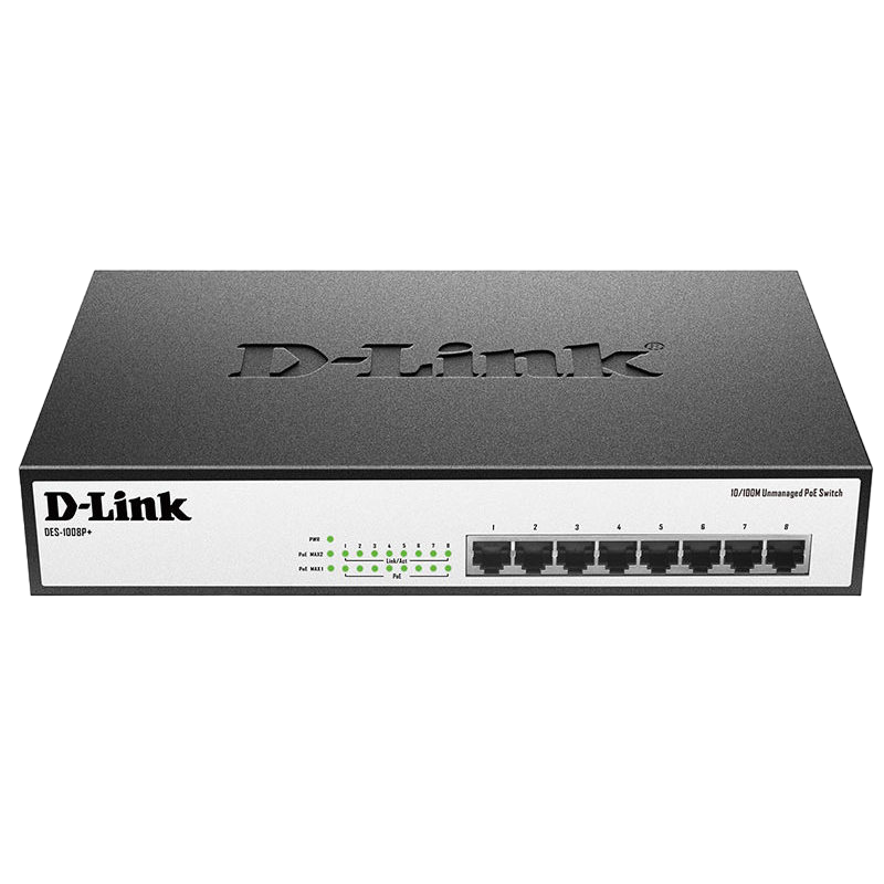 .8-port 10/100Mbps POE, D-Link DES-1008P+/A1A