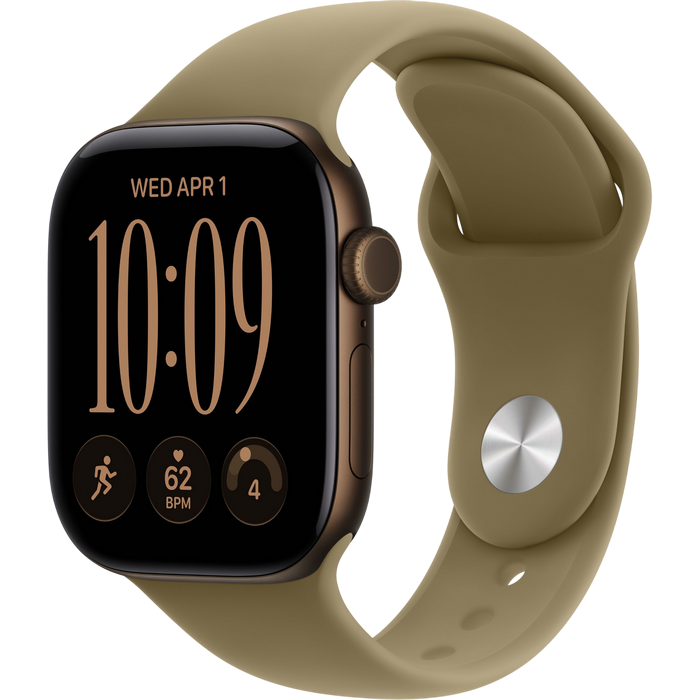 Apple Watch Series 12 GPS, 42mm Dark Bronze Aluminium Case with Olive Sport Band - S/M MJEF4