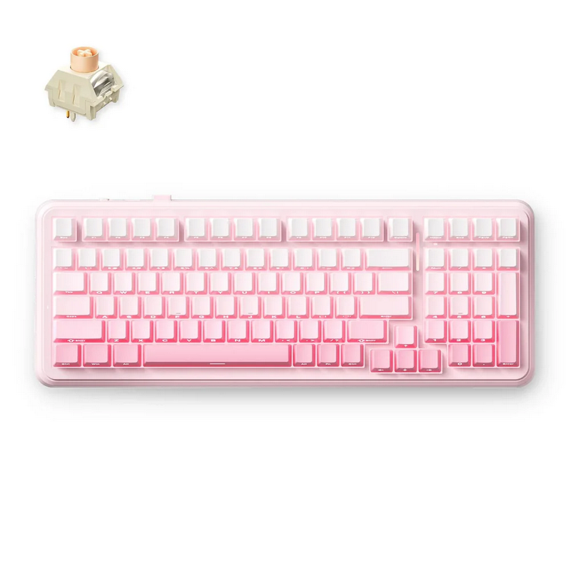Gaming Wireless Keyboard MCHOSE K99 V2, Mechanical, Icy Creamsicle Switch, 98% Layout, PBT Double Shot, Gasket Mount 8000mAh, EN, Pink Gradient