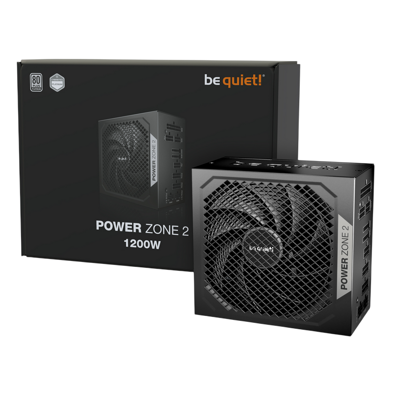 Power Supply ATX 1200W be quiet! POWER ZONE 2, 80+ Platinum, 140mm, Active PFC, SR+LLC+DC/DC, ATX 3.1, 90° 12V-2x6, Fanless mode, Full Modular, Black