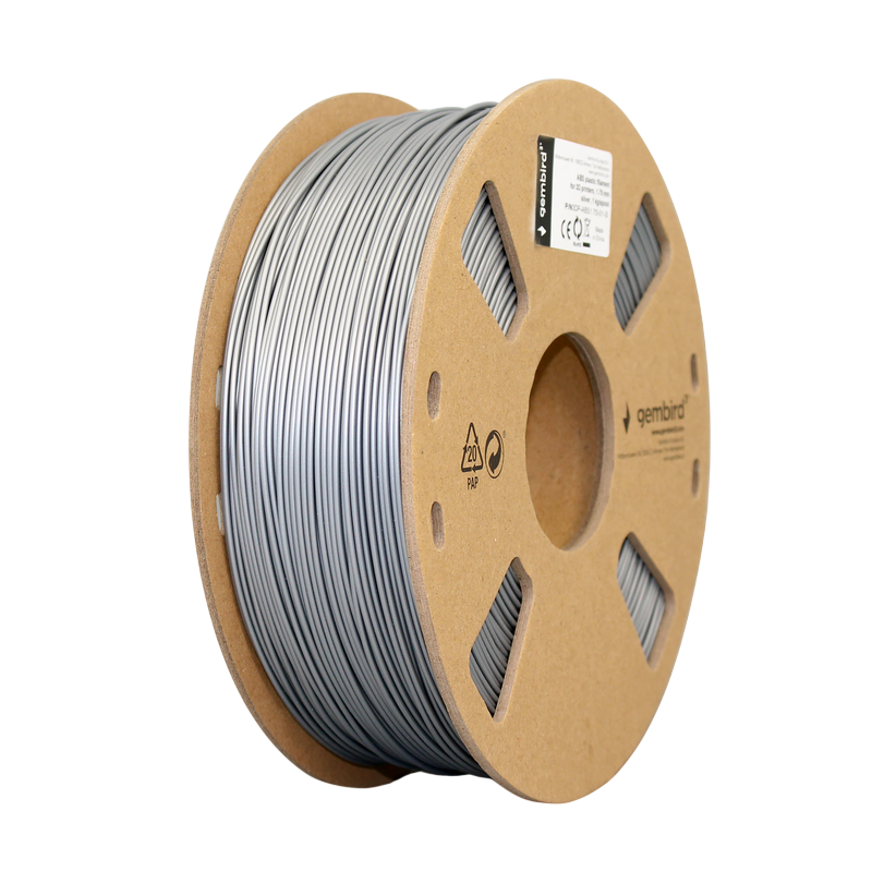 ABS 1.75 mm, Silver Filament, 1 kg, Gembird, 3DP-ABS1.75-01-S