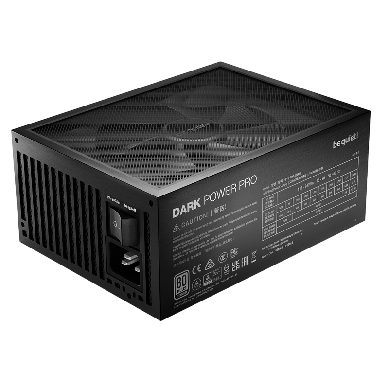Power Supply ATX 1600W be quiet! DARK POWER PRO 13, 80+ Titanium, 135mm, Active PFC, Full Bridge SR LLC + DC/DC. ATX 3.1, Full Modular, Black