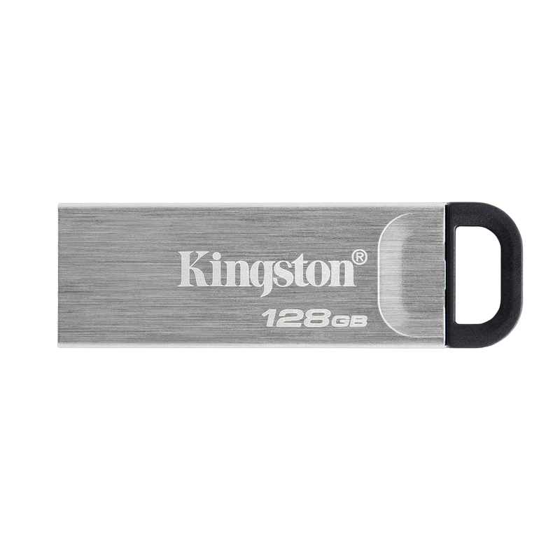 128GB USB3.2 Flash Drive Kingston DataTraveler Kyson, Silver, Metal Case, Key Ring (DTKN/128GB)