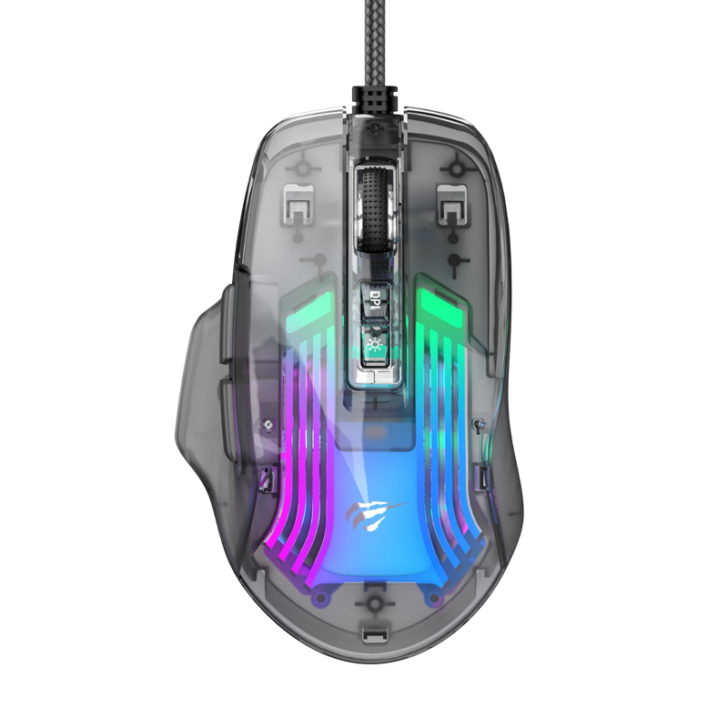 Gaming Mouse Havit MS1011SE, 1200-7200dpi, 6 buttons, Programmable, RGB, 113g, 1.5m, USB, Black