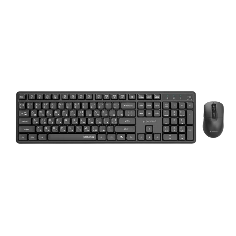 Wireless Keyboard & Mouse Gembird Silent key Pro Business KBS-WMS-01-CYRL, Slim , 5000dpi, 6 buttons, Ambidextrous, 2.4Ghz, EN/RU, Black
