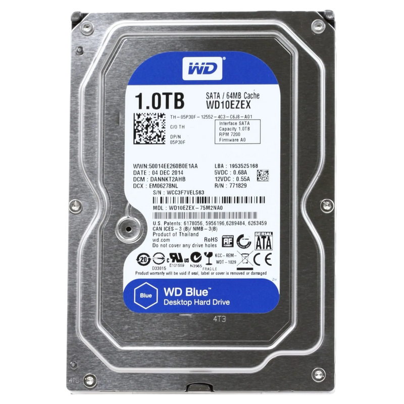 3.5" HDD 1.0TB-SATA- 64MB Western Digital "Blue (WD10EZEX)"