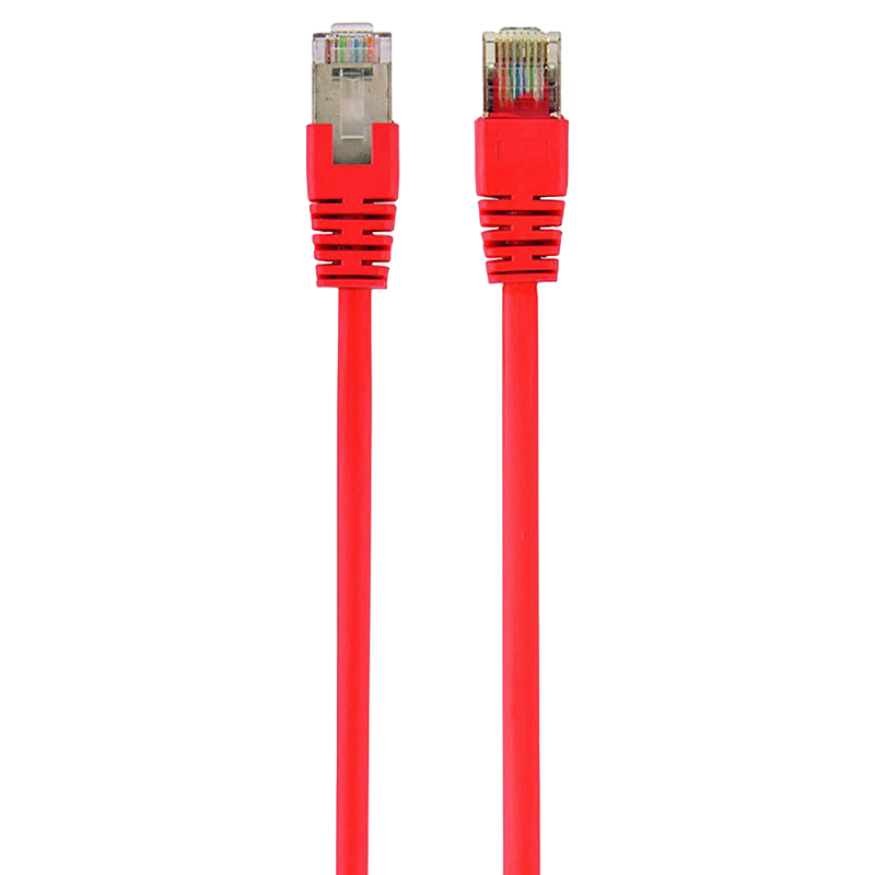 2m, FTP Patch Cord Red, PP22-2M/R, Cat.5E, Cablexpert, molded strain relief 50u" plugs