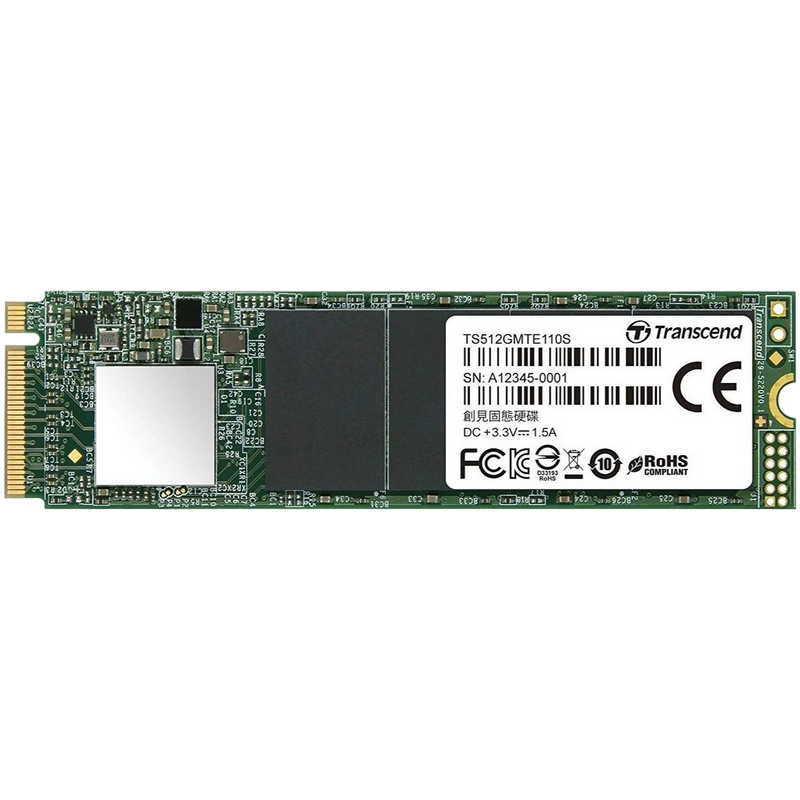 .M.2 NVMe SSD 512GB Transcend 110S [PCIe 3.0 x4, R/W:1700/1400MB/s, 160/250K IOPS, 200TBW, 3DTLC]