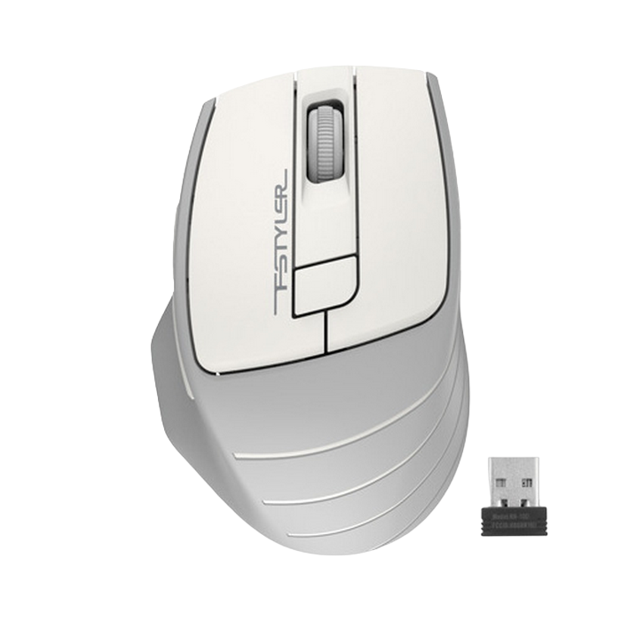 Wireless Mouse A4Tech FG30S, 1200-2000 dpi, 6 buttons, 97g, Ergonomic, Silent, Programmable, 1xAA, 2.4Ghz, Grey/White