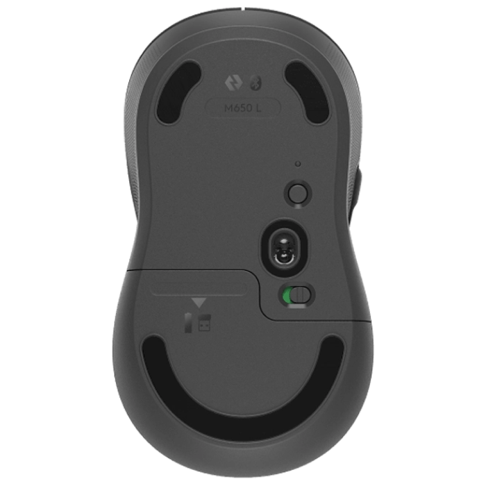 Wireless Mouse Logitech M650 L Signature, 400-4000 dpi, 5 buttons, Ambidextrous, 115g., 1xAA, Bolt, 2.4Ghz+BT, Graphite