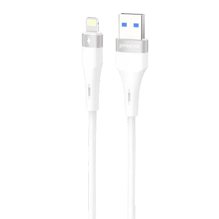 Cablu USB (Lightning), Proove Light Silicone Plus 2.4A (1m), White