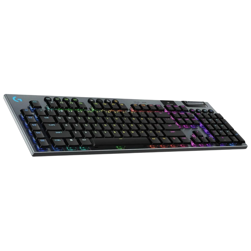 Gaming Wireless Keyboard Logitech G915 X, Mechanical, Ultra thin, GL Clicky, Aluminum, Media сontrols, Volume roller, RGB, 2.4GHz+BT, EN, Black